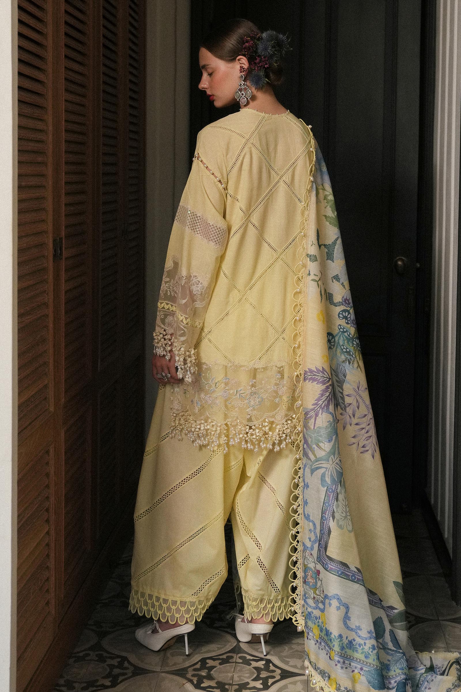 L251-010A-3DI- Lime Yellow Luxury Lawn Outfit By- Sana Safinaz