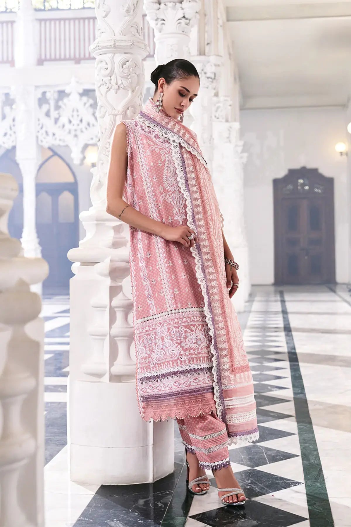 Pink embroidered Eid lawn suit LEE26-11A by Sobia Nazir