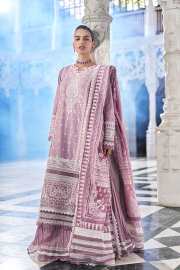 Sobia Nazir mauve printed embroidered lawn suit LEE26-11B stitched by Pakistanimoda