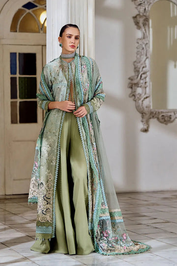 Sage green festive lawn suit LEE26-12A by Sobia Nazir available stitched at Pakistanimoda