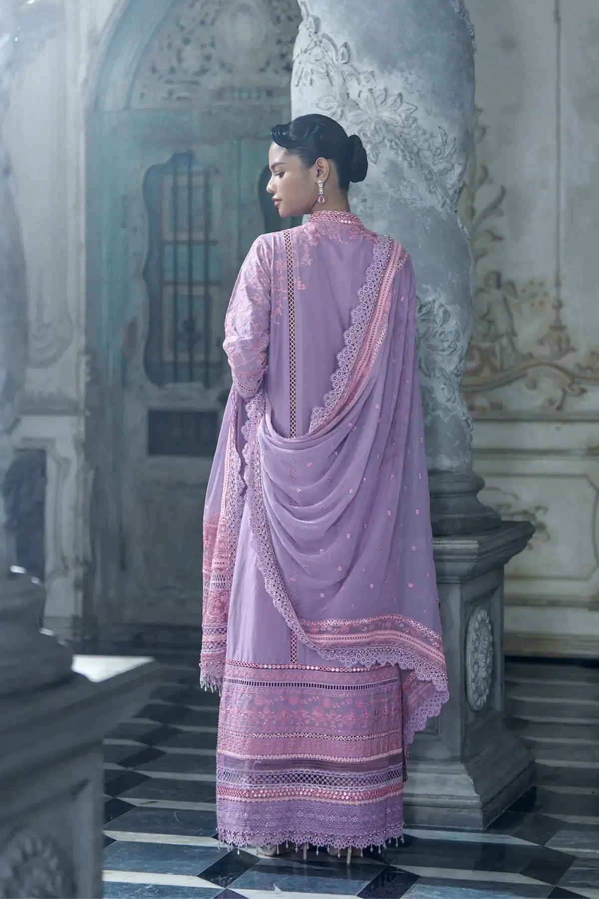 Sobia Nazir LEE26-2A pink stitched luxury lawn Eid suit with chiffon dupatta