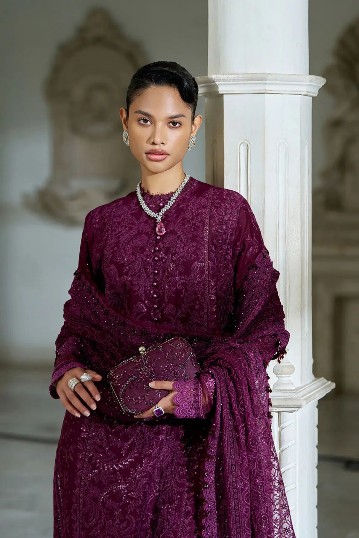 Sobia Nazir LEE26-3B plum summer lawn stitched 3PC suit for women