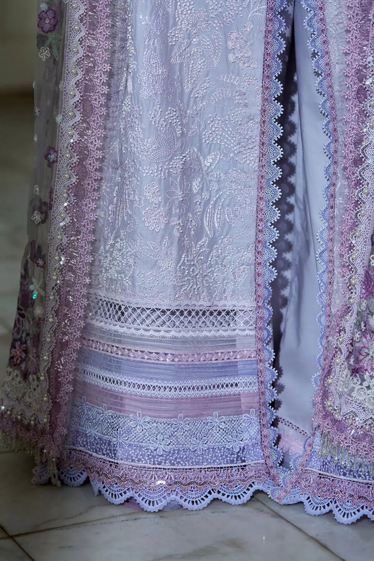 Designer lavender beaded lawn stitched 3PC suit LEE26-7A by Sobia Nazir at Pakistanimoda