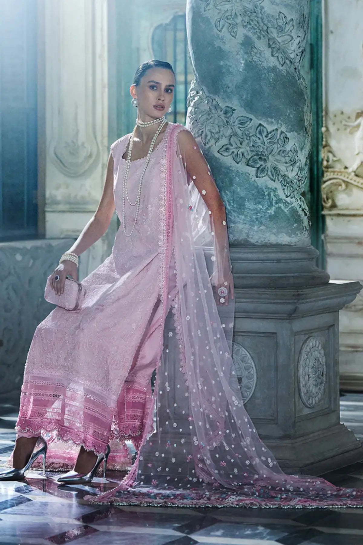 Designer blush pink lawn suit LEE26-7B by Sobia Nazir stitched by Pakistanimoda