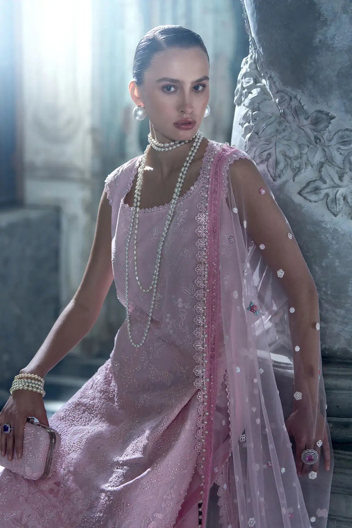 Designer blush pink lawn suit LEE26-7B by Sobia Nazir stitched by Pakistanimoda