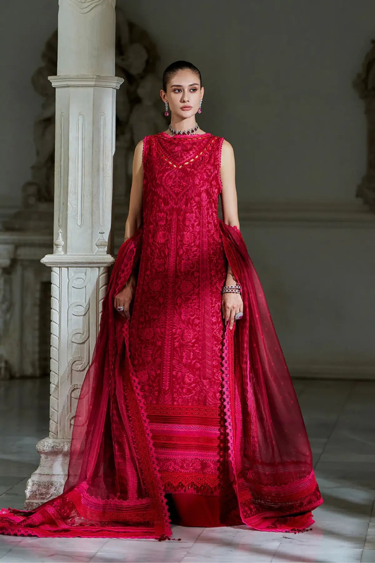 Sobia Nazir LEE26-9B crimson summer lawn stitched 3PC suit