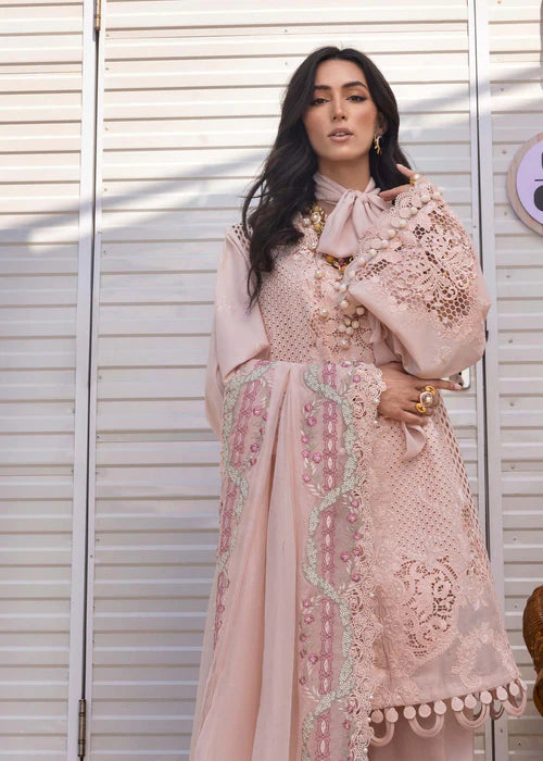 LEYLA-A- Salmon Pink Lawn '25 Ensemble By- Saira Shakira