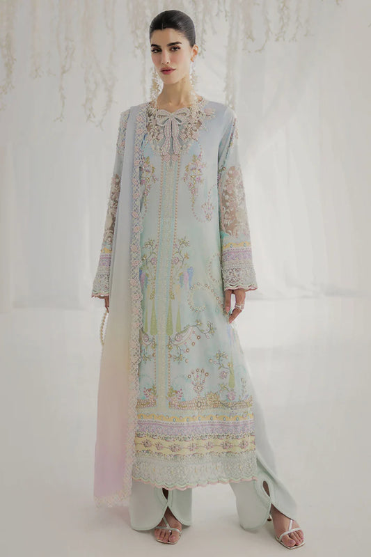 LK-01 Keeva sage green luxury silk outfit with hand embroidery & dupatta – stitched festive wear dress.
