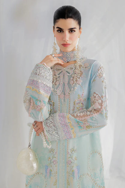 LK-01 Keeva sage green luxury silk outfit with hand embroidery & dupatta – stitched festive wear dress.