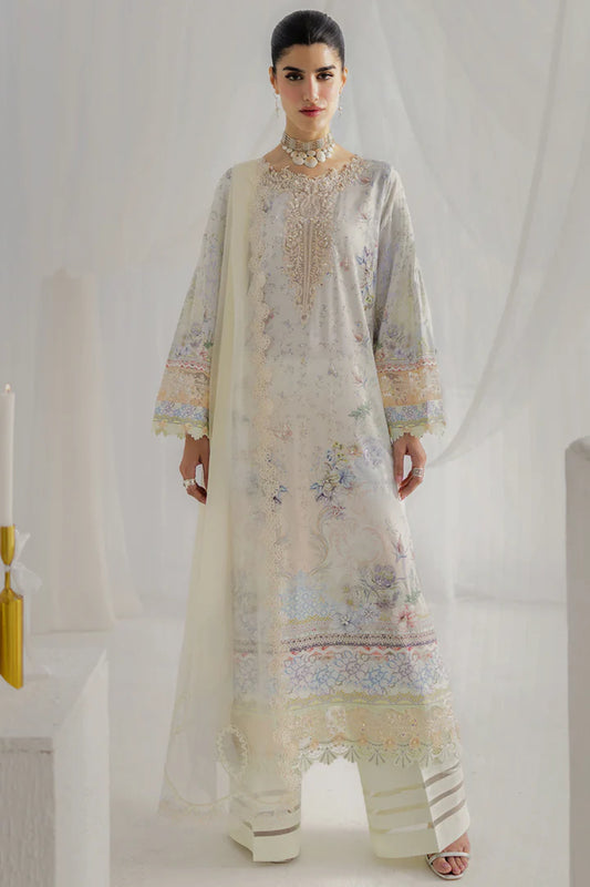 LK-02 Roisin designer white crepe silk embroidered stitched suit with chiffon dupatta – festive outfit for women in Canada.