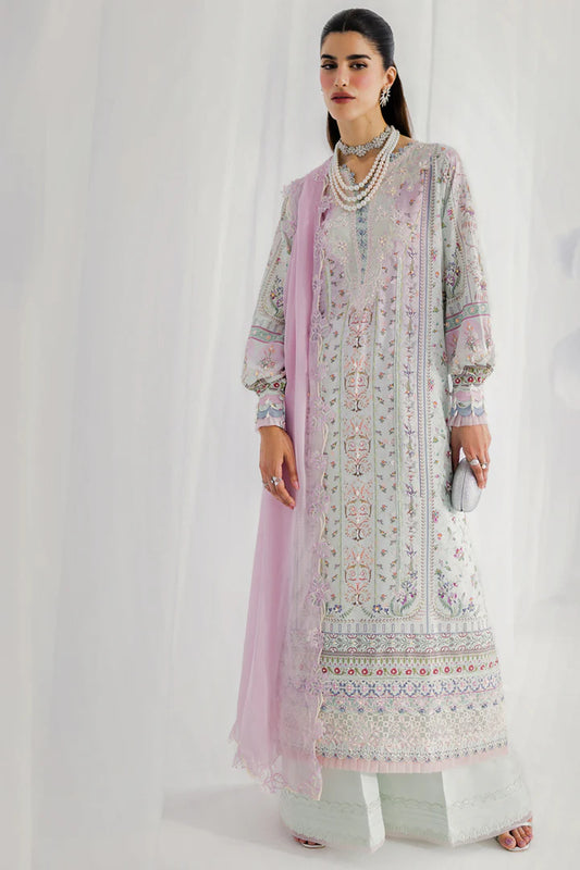 LK-07 Ida ivory silk stitched outfit with chiffon dupatta – ready-to-wear party & semi-formal dress for women in UK, USA & Canada.