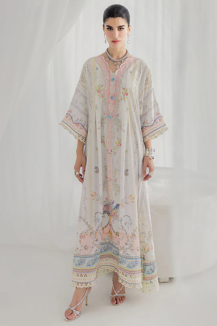 LK-08 Bianca designer crepe silk embroidered kaftan – luxury stitched party wear outfit online.