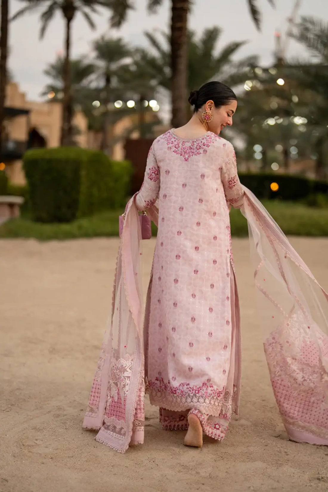 Faiza Saqlain Lamija powder blush embroidered lawn 3PC suit