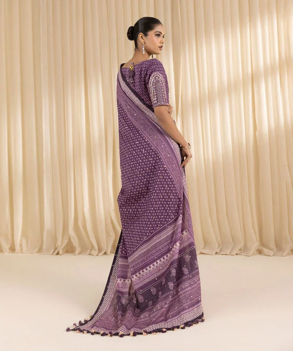 Lavender -Trendy Lawn Saree with Comfortable Fit