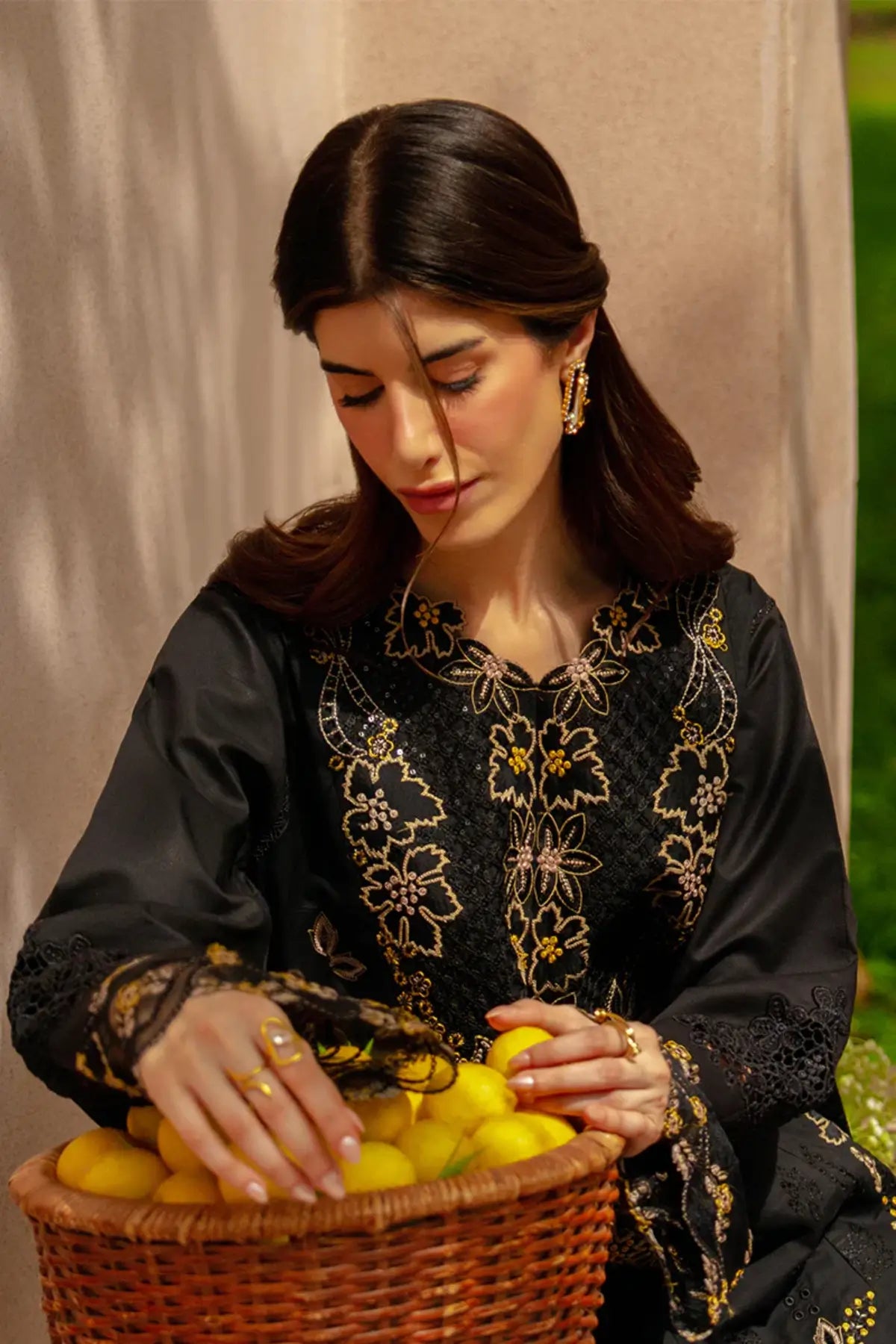 Layl smoke stitched lawn 3PC suit with embroidered shirt and dupatta elegant wear Rang Rasiya