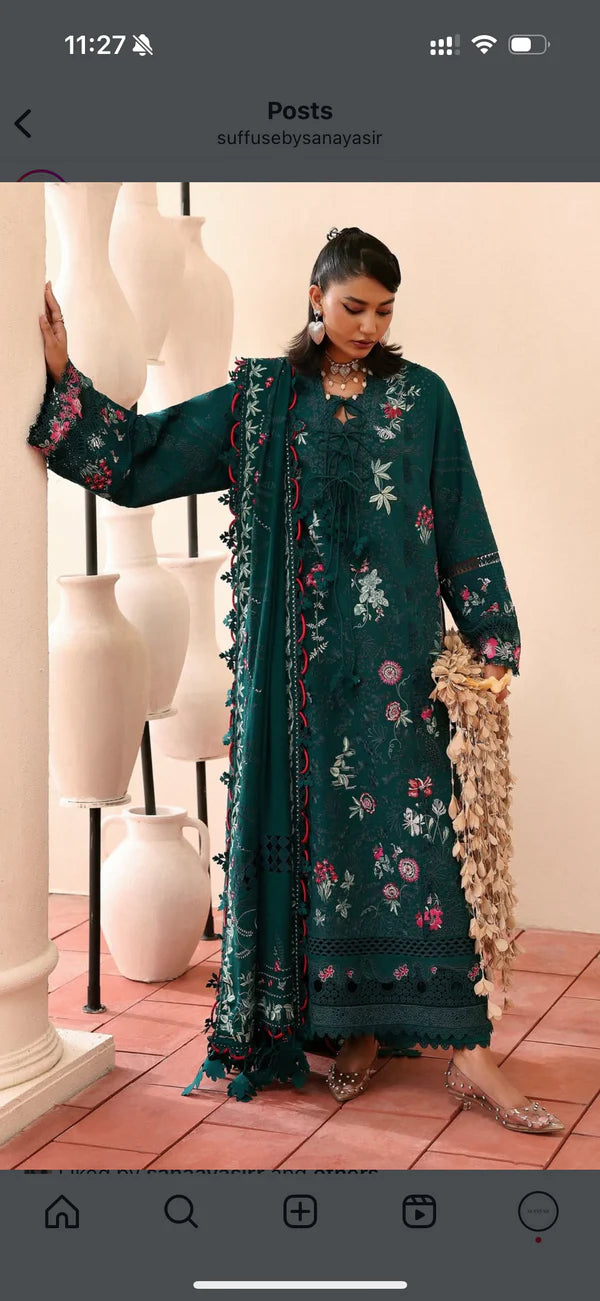 Lea-Teal Green Eid Lawn Suit-Suffuse 2025 UK & USA