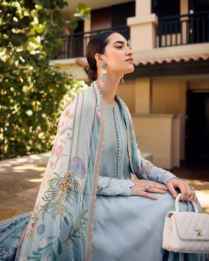 Leia- Pastel Blue Silk Kalidaar For Celebration Wear By-Faiza Saqlain