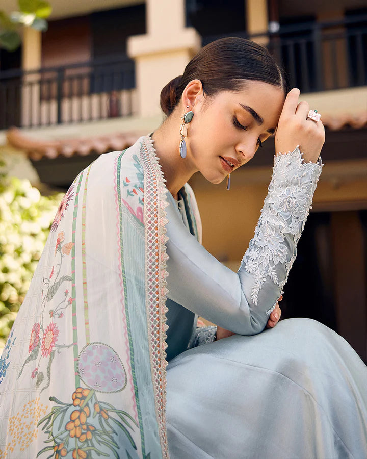 Leia- Pastel Blue Silk Kalidaar For Celebration Wear By-Faiza Saqlain
