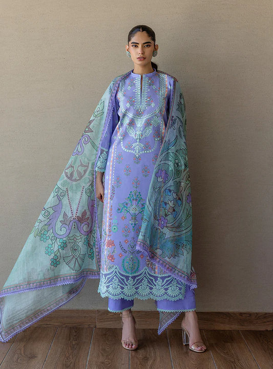 Lina-Elegant Lavender 3-piece Printed Lawn Suit By-Zainab Chottani