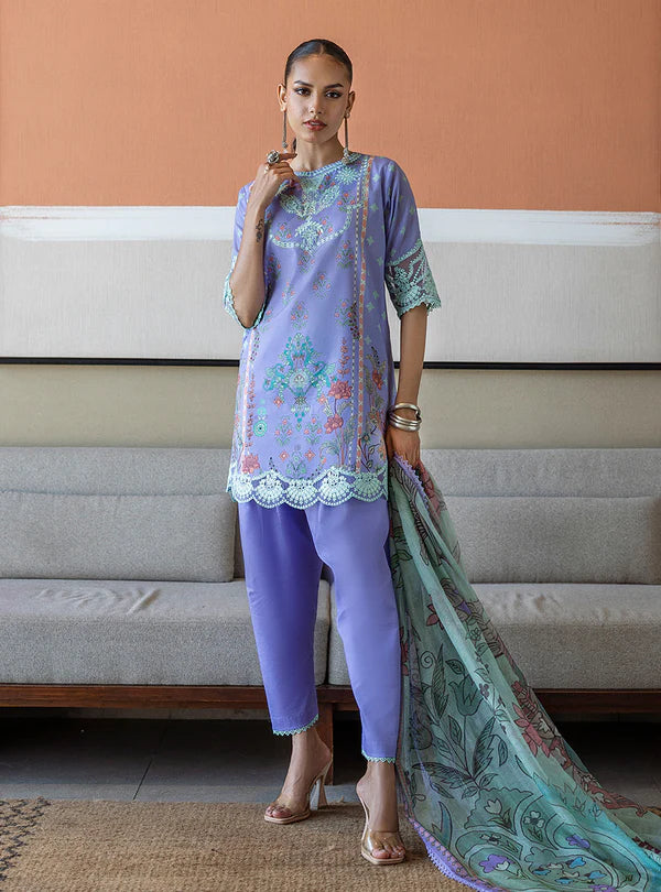 Lina-Elegant Lavender 3-piece Printed Lawn Suit By-Zainab Chottani