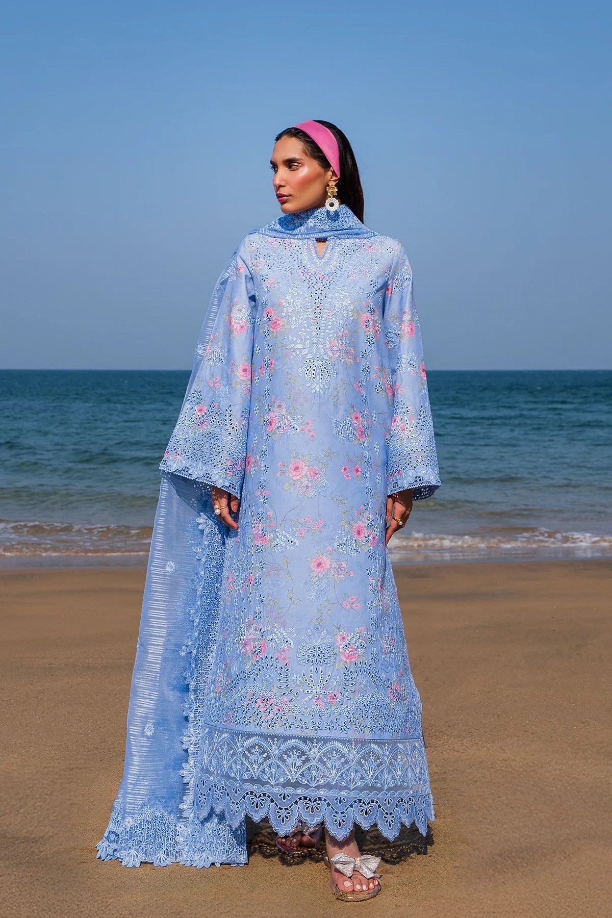 Lior- Sky Blue Embroidered Luxury Lawn'25 Outfit By- Afrozeh
