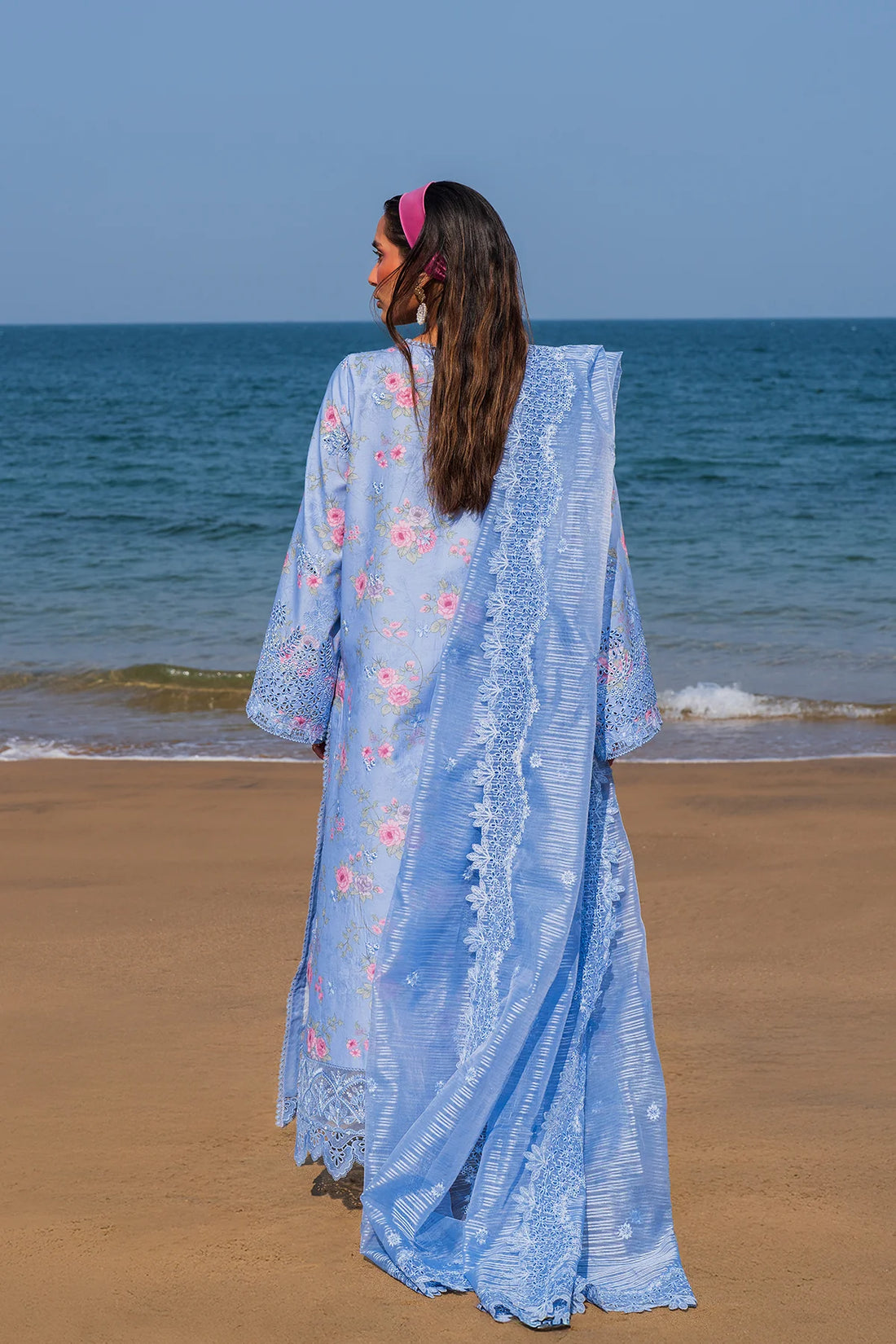 Lior- Sky Blue Embroidered Luxury Lawn'25 Outfit By- Afrozeh