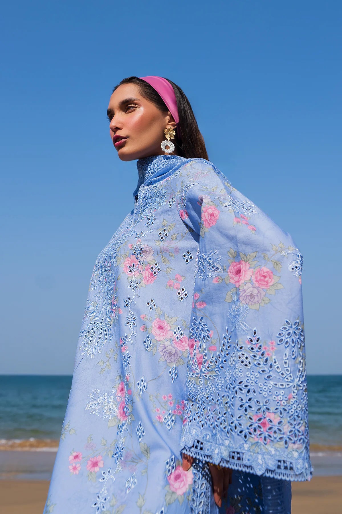 Lior- Sky Blue Embroidered Luxury Lawn'25 Outfit By- Afrozeh