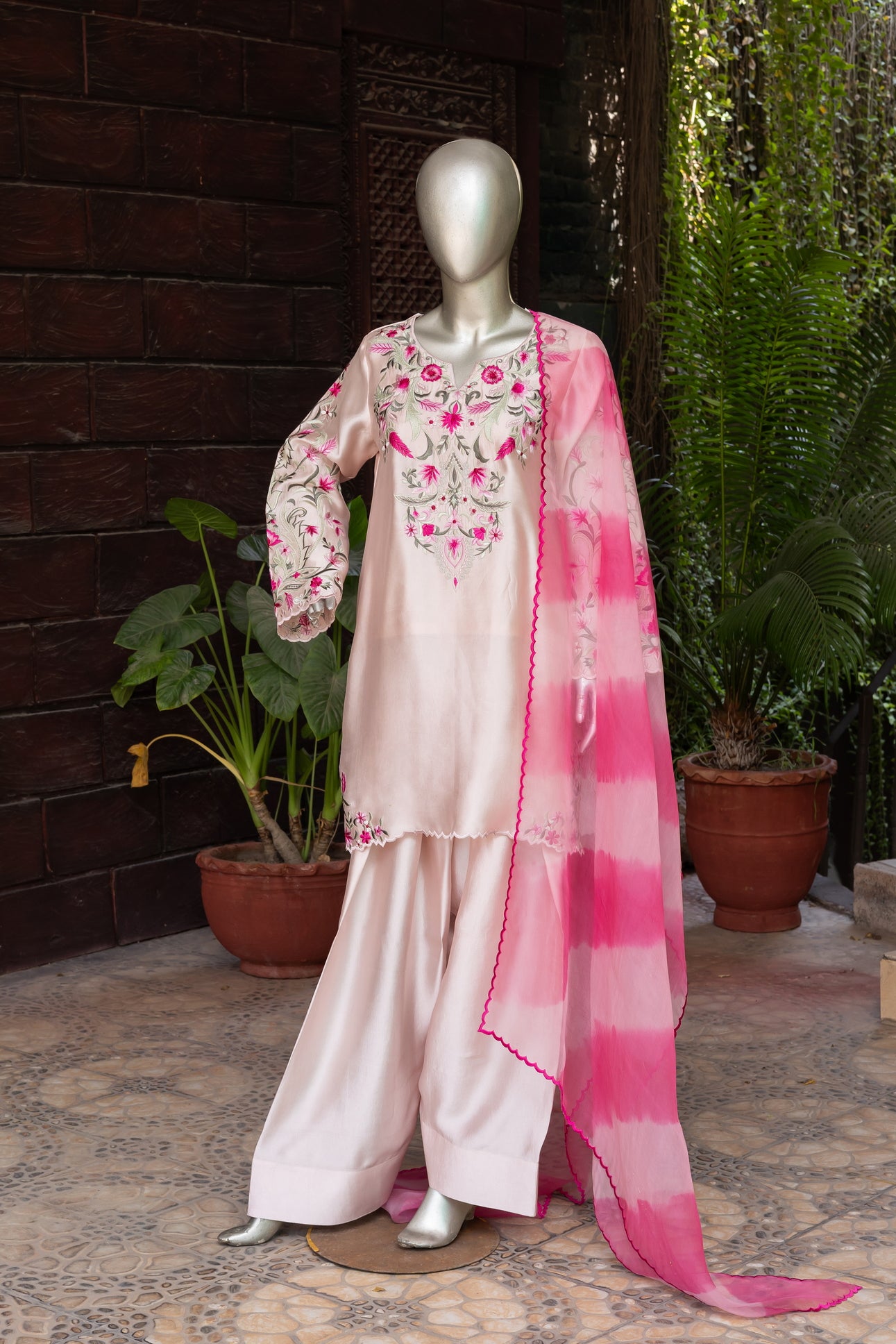 Liyana - Elegant Pink Embroidered Outfit for Festive Occasions