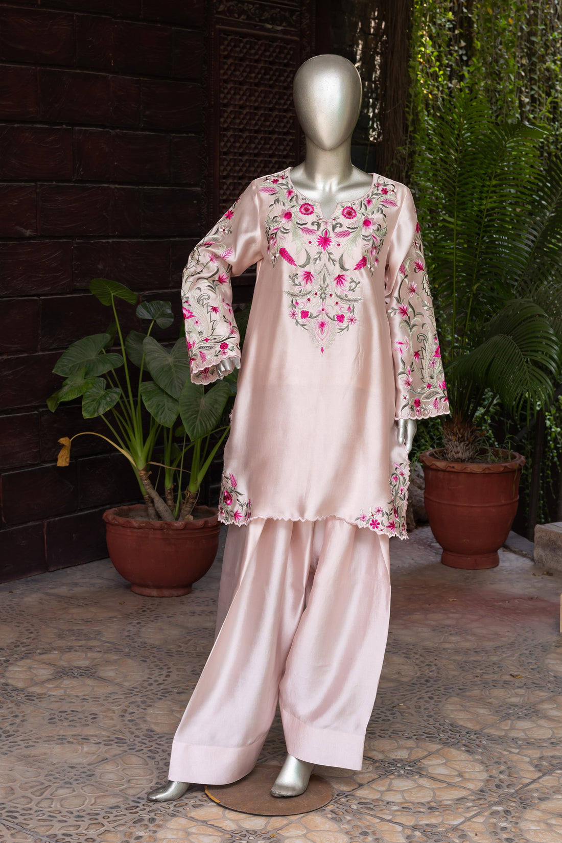 Liyana - Elegant Pink Embroidered Outfit for Festive Occasions