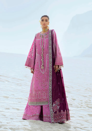 Look 01- Pink and Plum Embroidered Lawn Ensemble '25 Vol.1 By- Aik