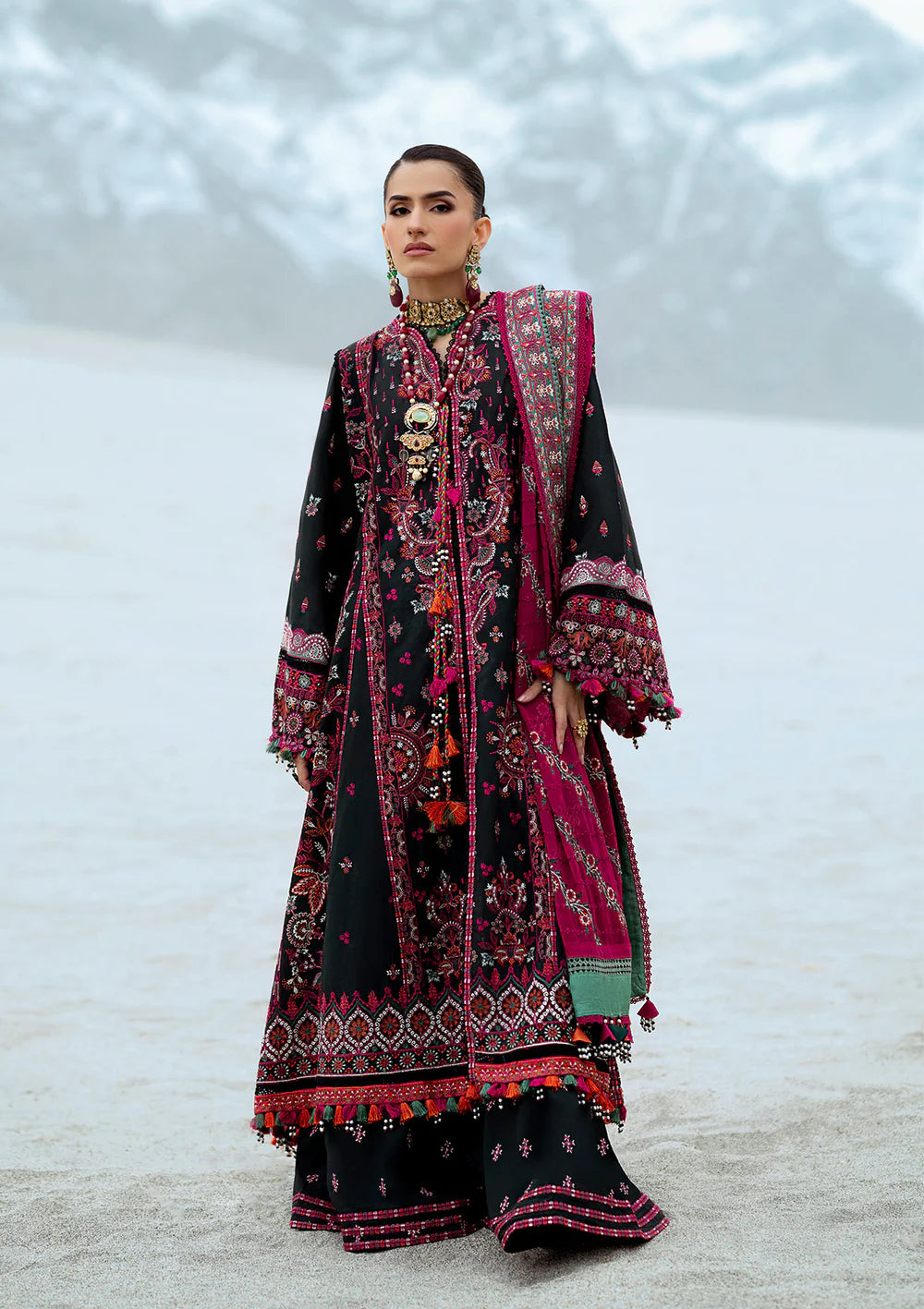 Look 04- Black Embroidered Lawn Ensemble '25 Vol.1 By- Aik
