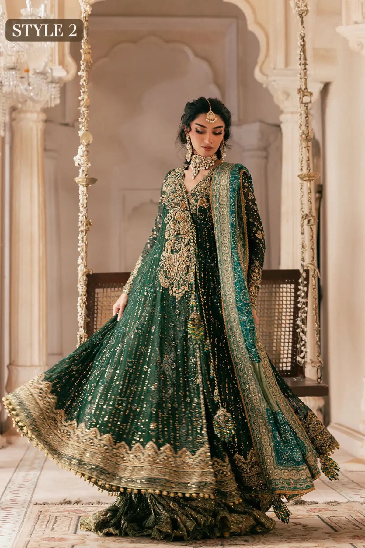 AIK Look 04 bottle green dress from WEDDING FESTIVE ’26 VOL. 1 by Pakistanimoda
