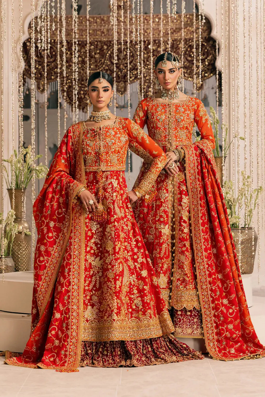 WEDDING FESTIVE ’26 VOL. 1 AIK Look 05 red orange bridal dress Pakistanimoda