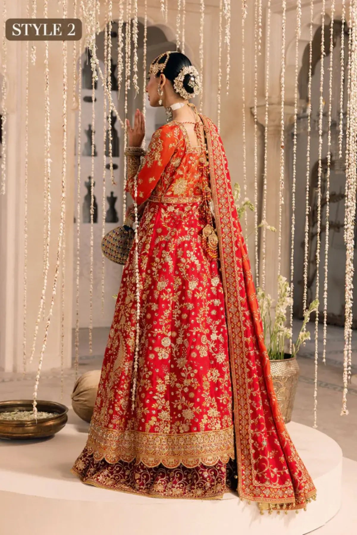 WEDDING FESTIVE ’26 VOL. 1 AIK Look 05 red orange bridal dress Pakistanimoda