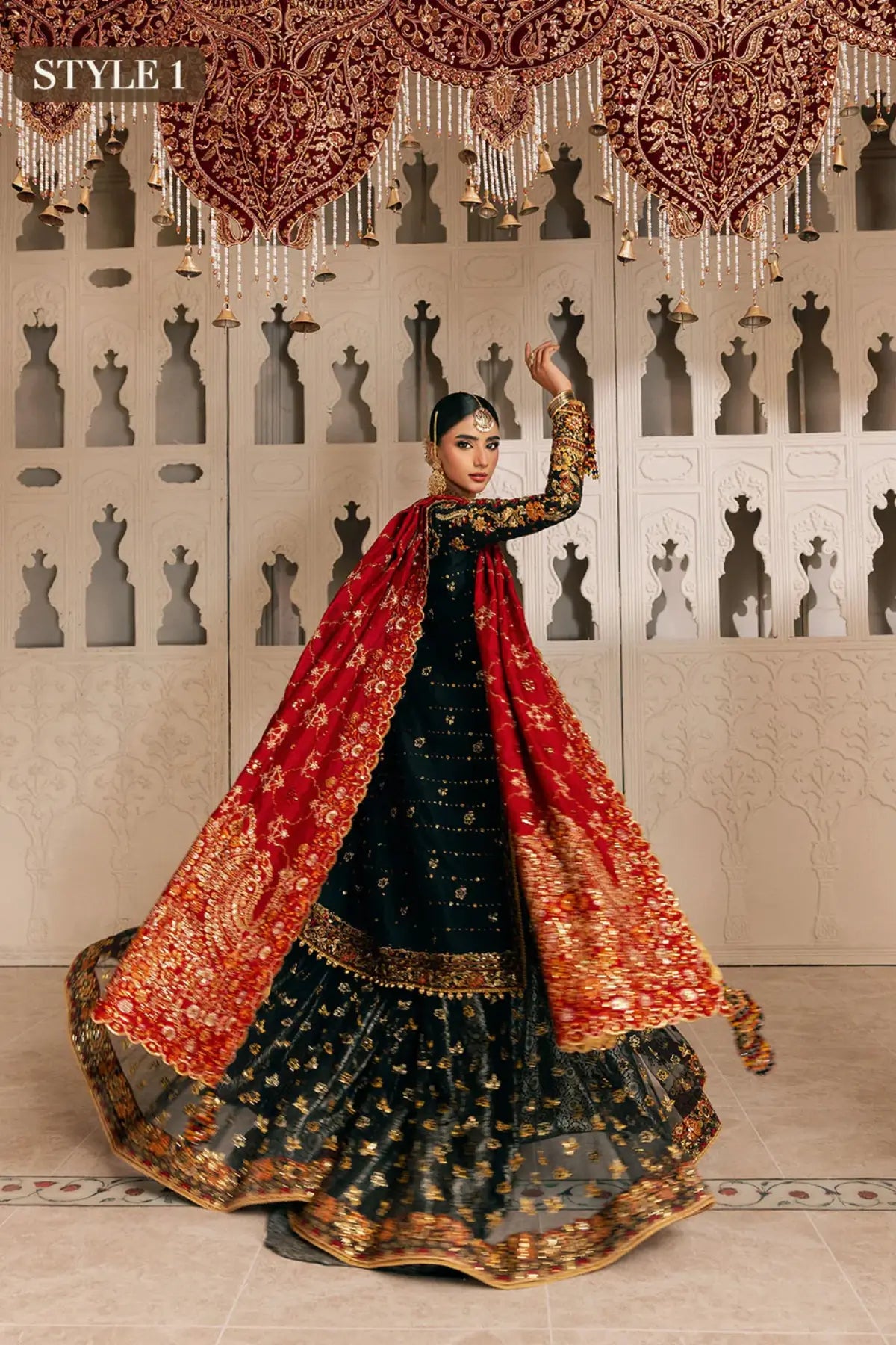 AIK Look 06 black silk dress from WEDDING FESTIVE ’26 VOL. 1 by Pakistanimoda