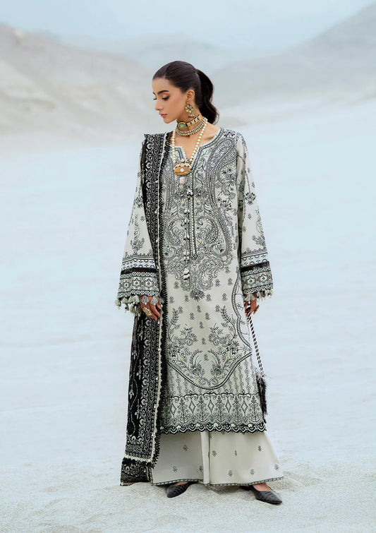 Look 08- White and Black Lawn Ensemble '25 Vol.1 By- Aik