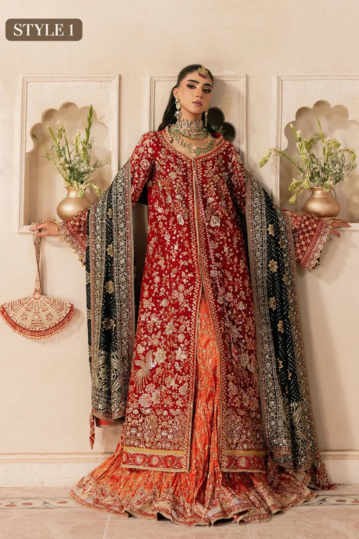 AIK Look 08 red stitched bridal dress from WEDDING FESTIVE ’26 VOL. 1 by Pakistanimoda
