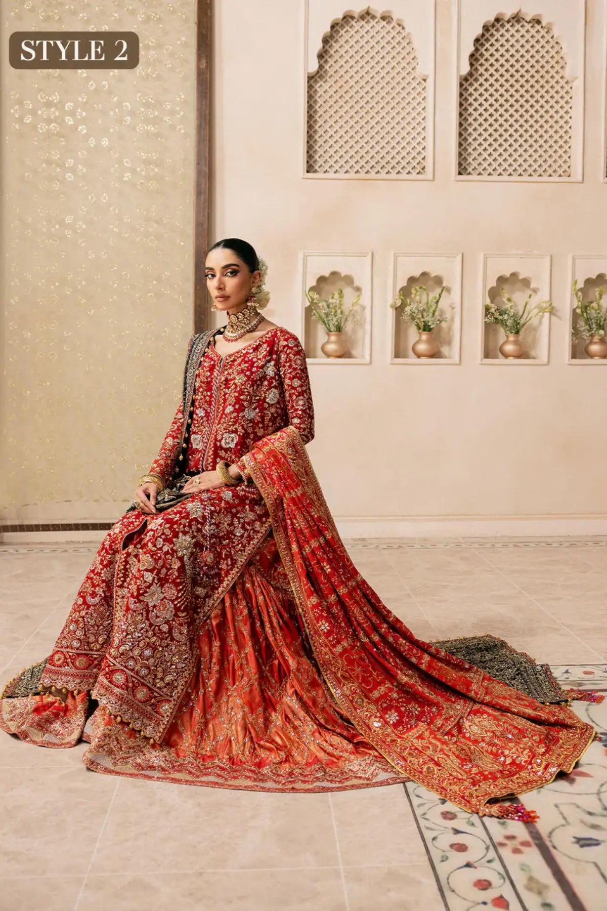 AIK Look 08 red stitched bridal dress from WEDDING FESTIVE ’26 VOL. 1 by Pakistanimoda