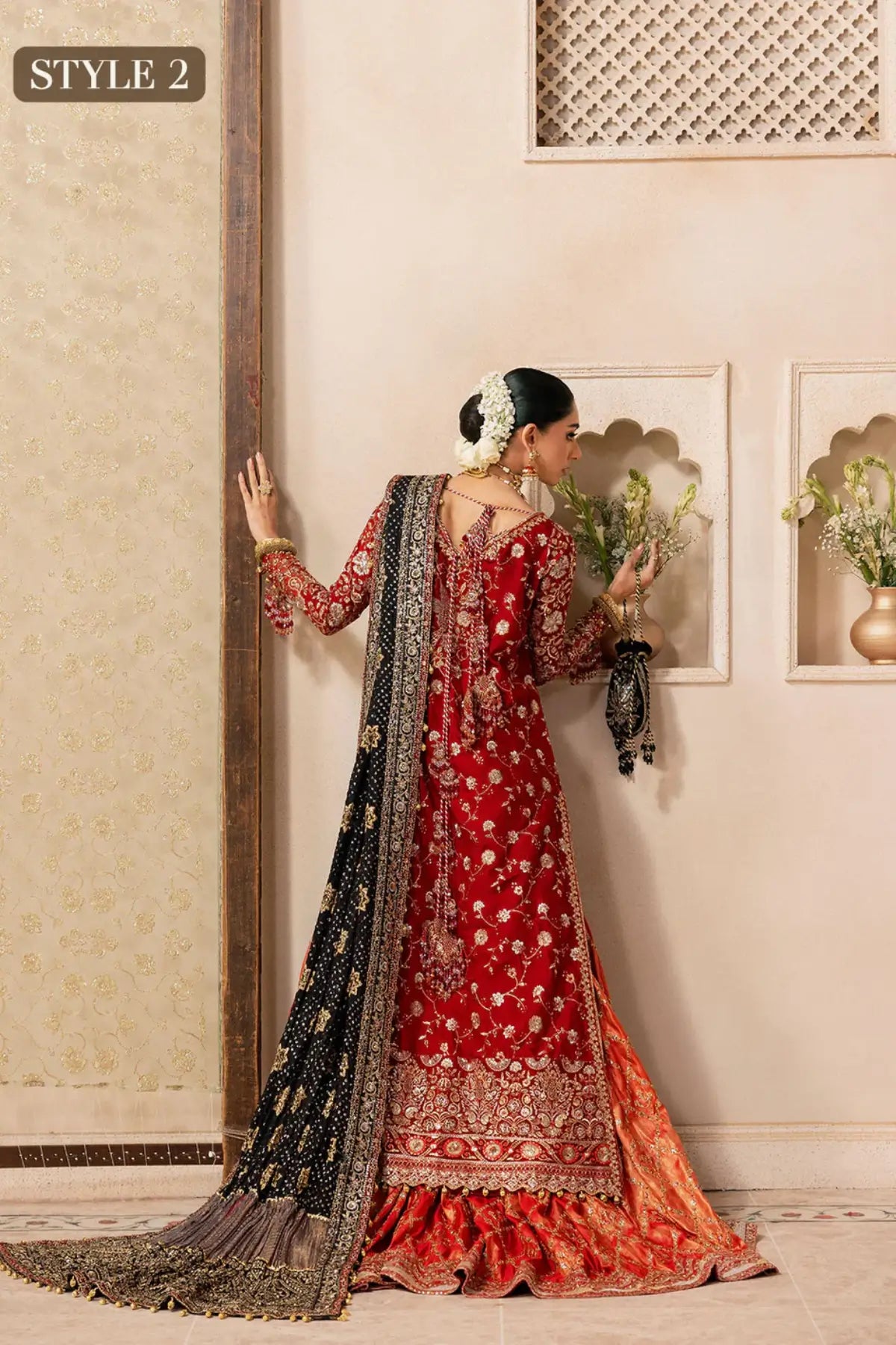 AIK Look 08 red stitched bridal dress from WEDDING FESTIVE ’26 VOL. 1 by Pakistanimoda