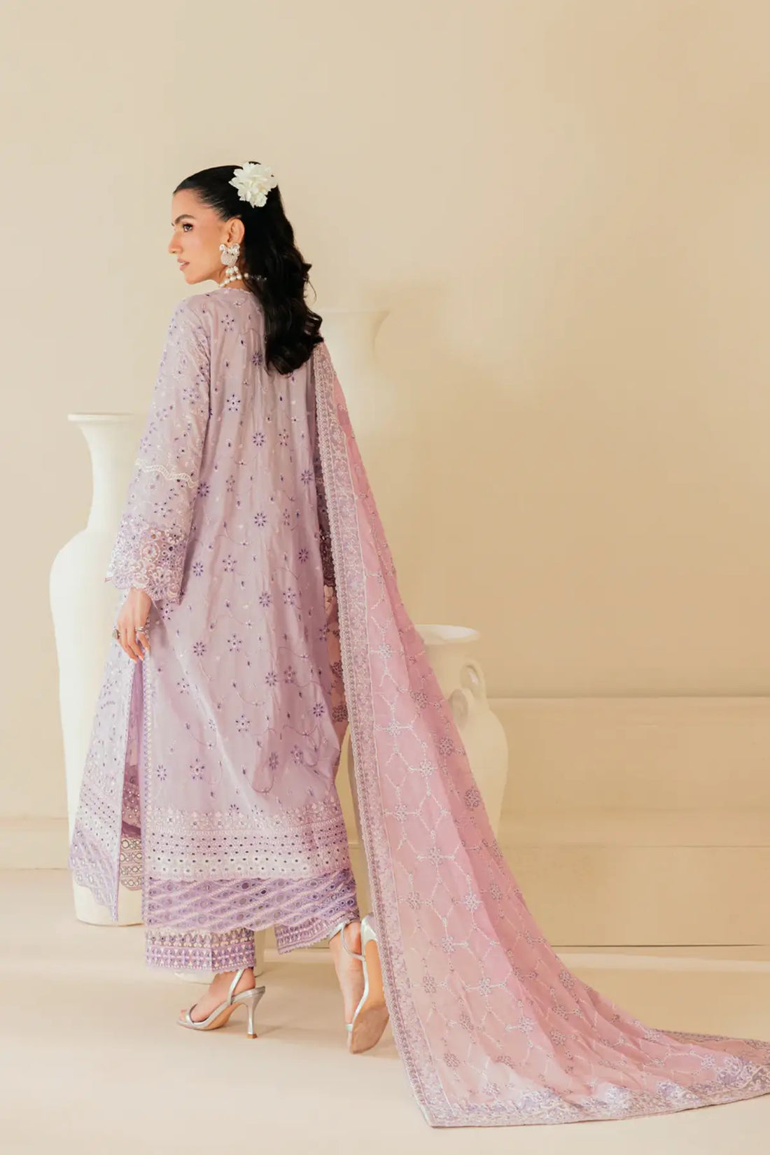 Look B2601A AIK Lawn Vol. 2 Lilac Embroidered Lawn Stitched 3PC Suit with Chiffon Dupatta