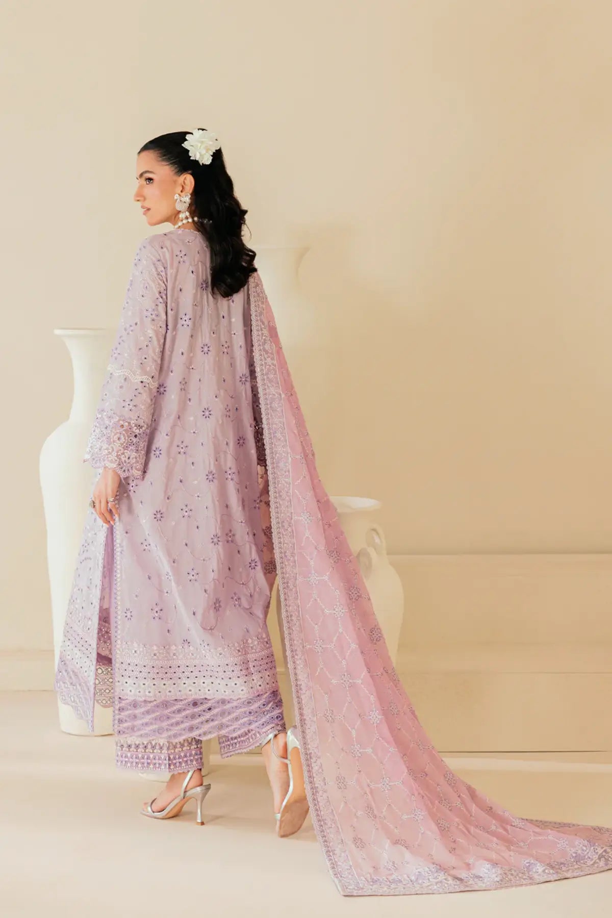 Look B2601A AIK Lawn Vol. 2 Lilac Embroidered Lawn Stitched 3PC Suit with Chiffon Dupatta