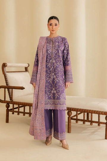 Look B2602A AIK Lawn Vol. 2 Purple Embroidered Lawn Shirt, Cotton Pants & Chiffon Dupatta