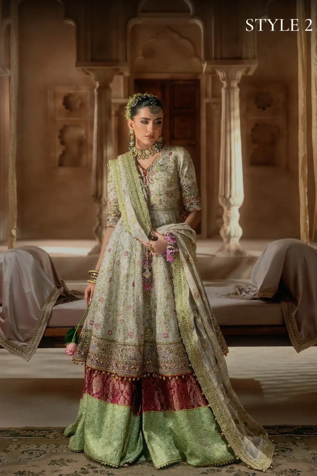 AIK Atelier B2602 white embroidered chiffon stitched Pakistani wedding suit from Wedding Festive 26 Vol 2
