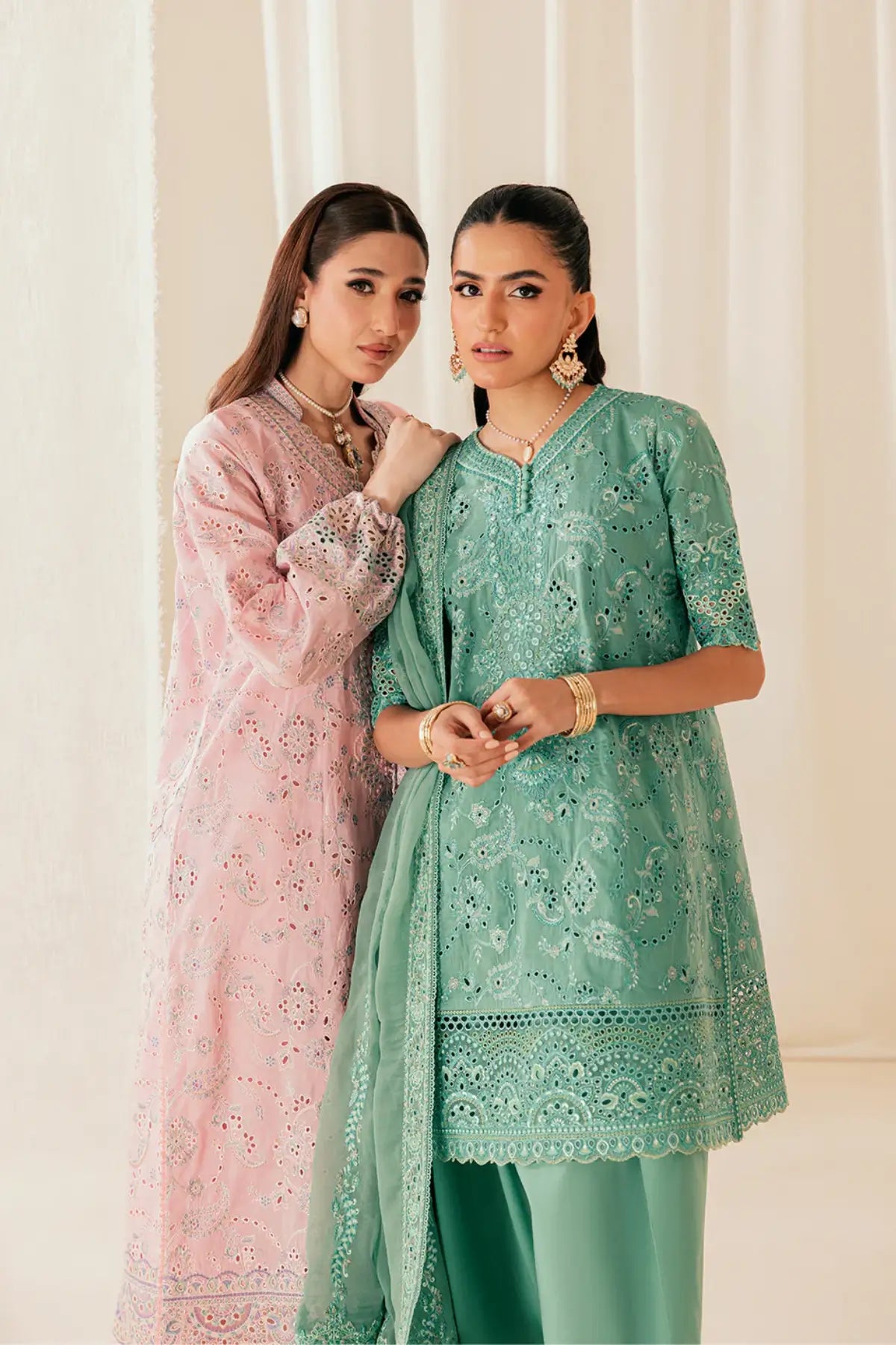 Look B2603A AIK Sea Green Embroidered Lawn Stitched 3PC Suit with Chiffon Dupatta
