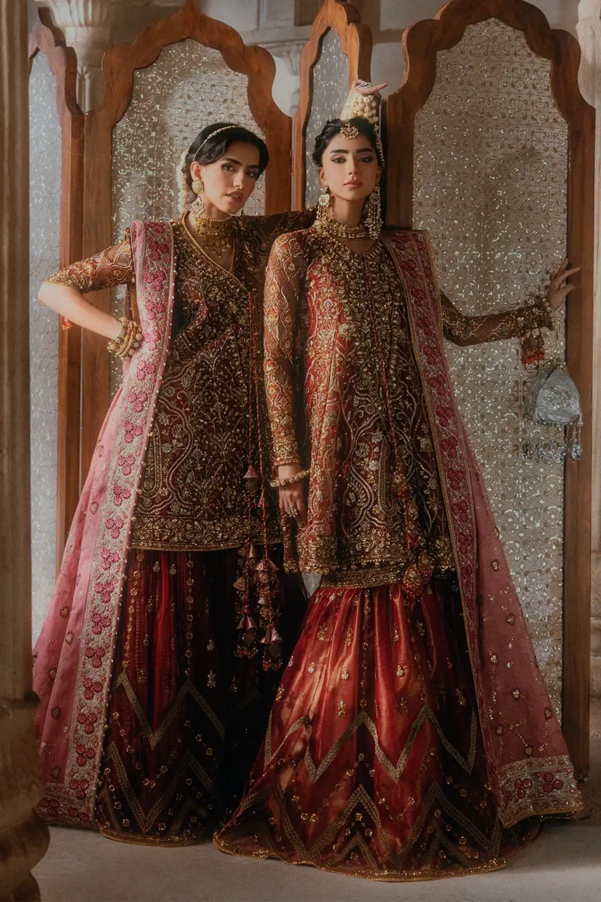 AIK Atelier B2603 brick red embroidered organza stitched Pakistani wedding suit from Wedding Festive 26 Vol 2