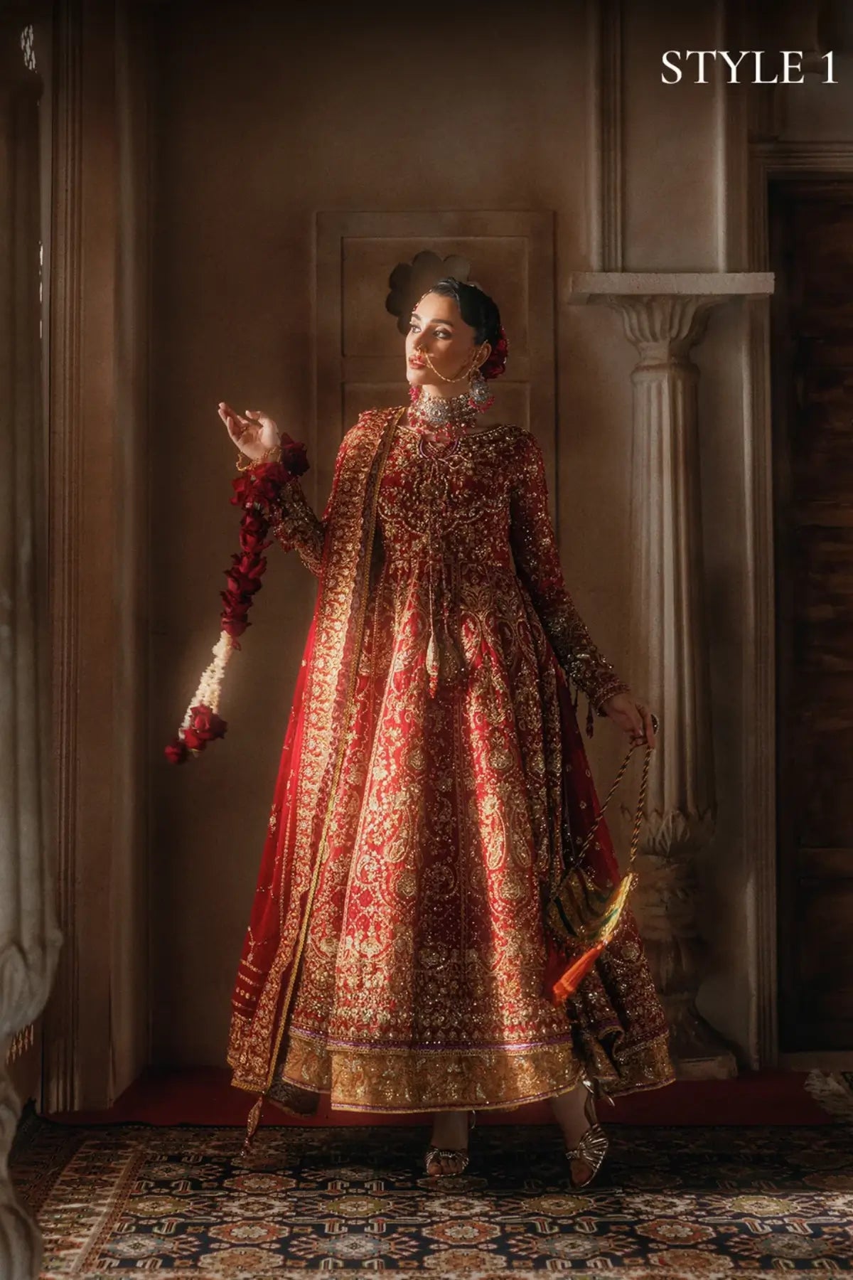 AIK Atelier B2604 red embroidered chiffon stitched Pakistani wedding suit from Wedding Festive 26 Vol 2