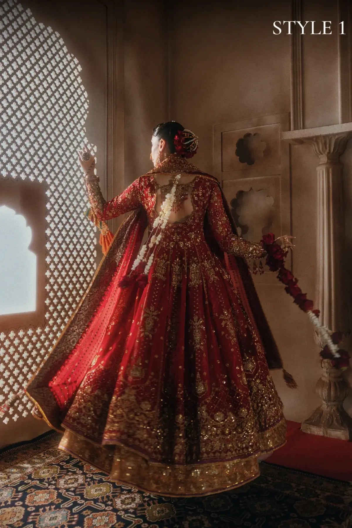 AIK Atelier B2604 red embroidered chiffon stitched Pakistani wedding suit from Wedding Festive 26 Vol 2