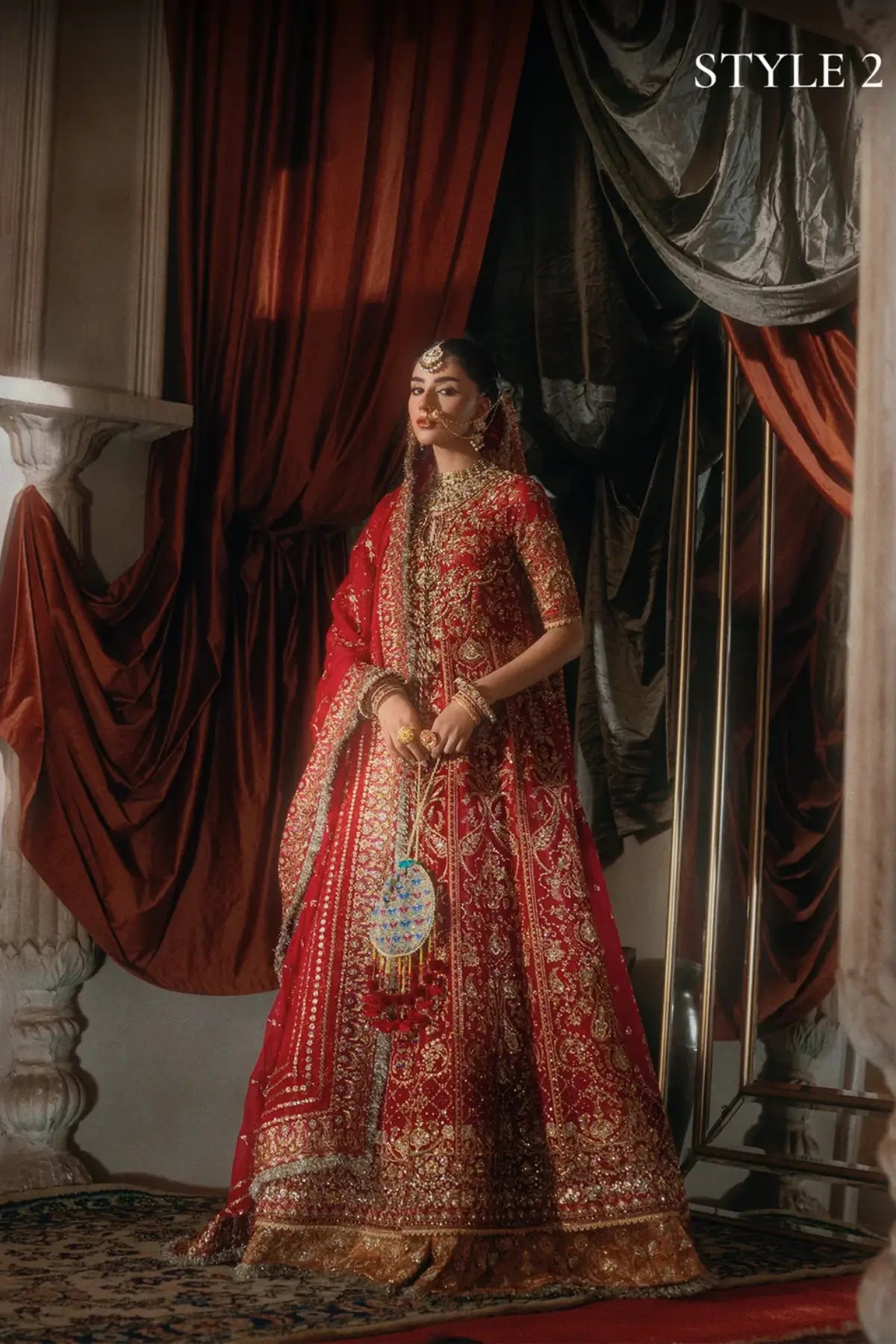 AIK Atelier B2604 red embroidered chiffon stitched Pakistani wedding suit from Wedding Festive 26 Vol 2