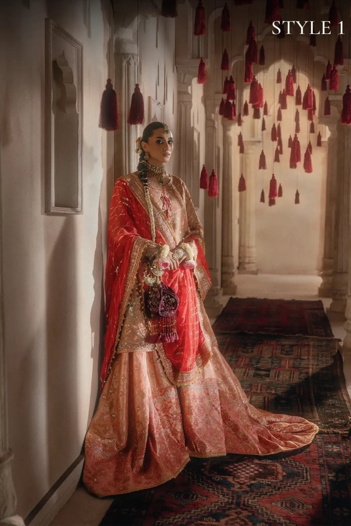 AIK Atelier B2606 peach Zari Khaadi Net stitched Pakistani wedding suit from Wedding Festive 26 Vol 2