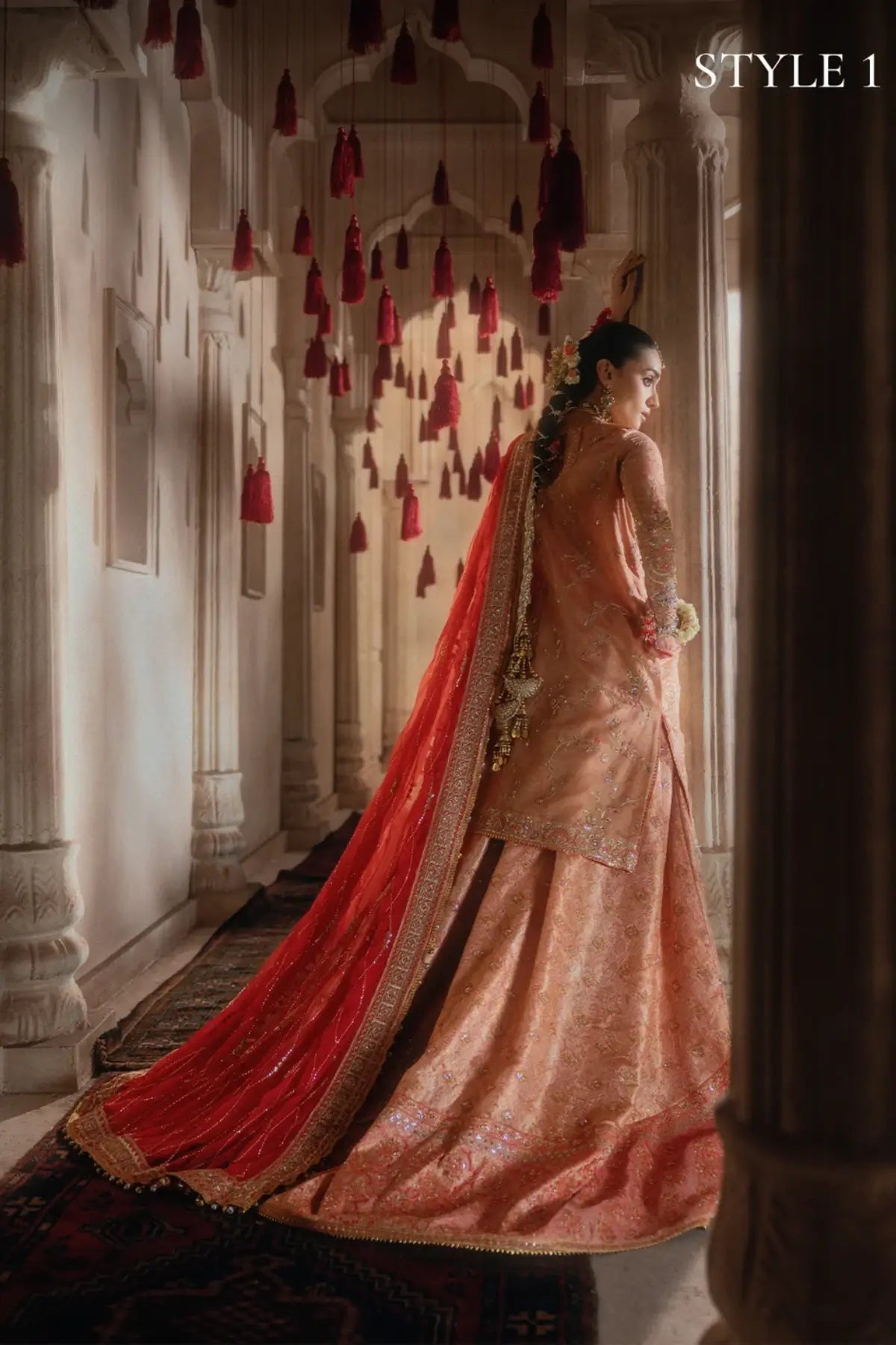 AIK Atelier B2606 peach Zari Khaadi Net stitched Pakistani wedding suit from Wedding Festive 26 Vol 2